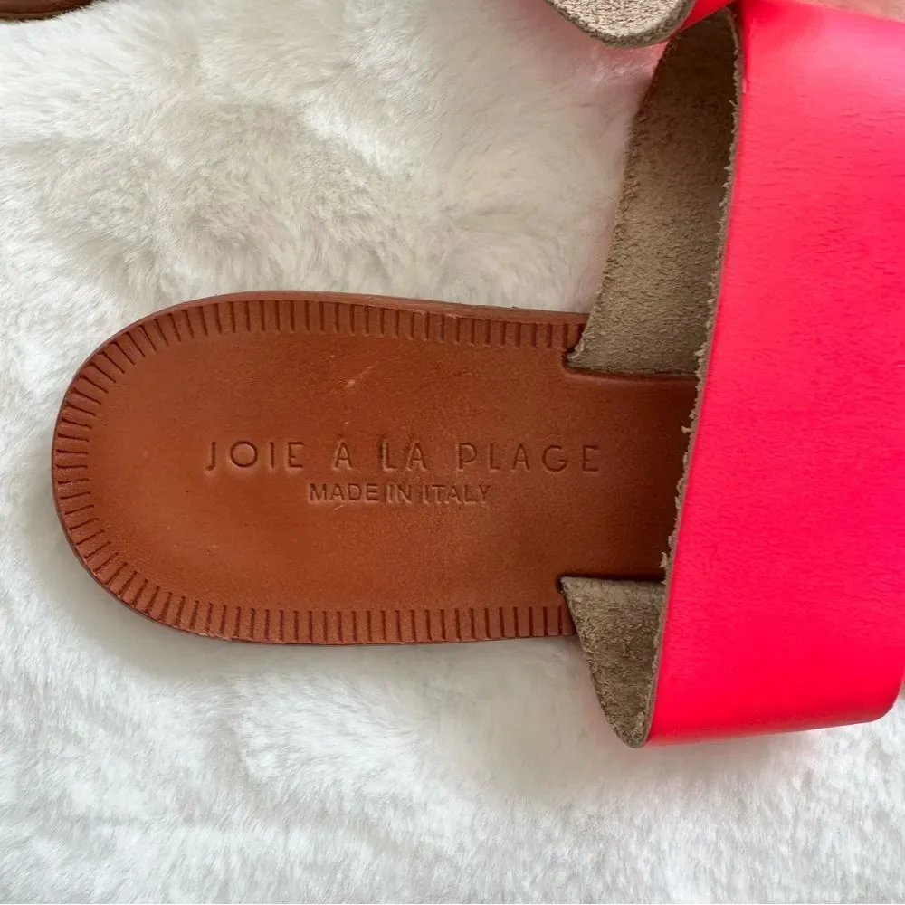 Joie A La Plage Sable Leather Slip On Sandals Pink Size 38.5